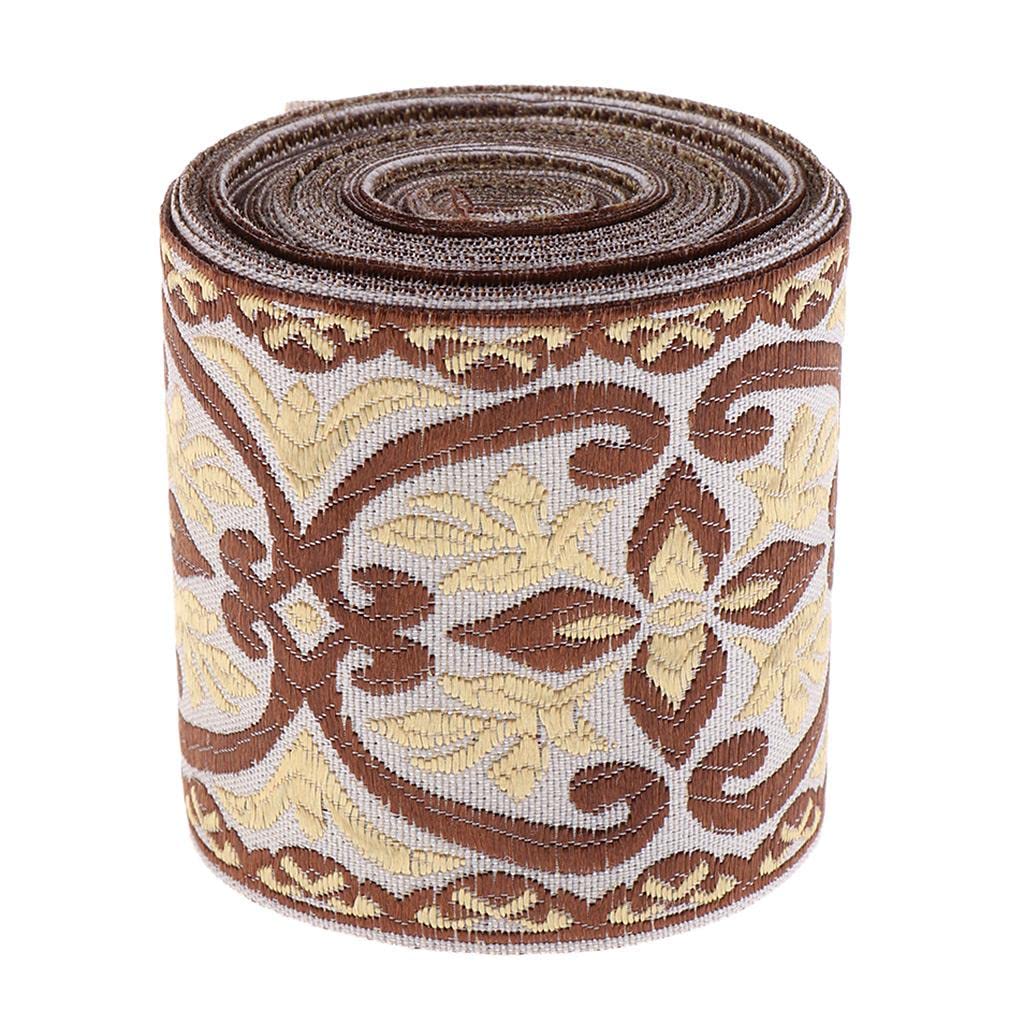 Juego de 10 cintas de tela jacquard beige de 5 m para costura y manualidades, 6 cm, color, 6 cm x 5 m