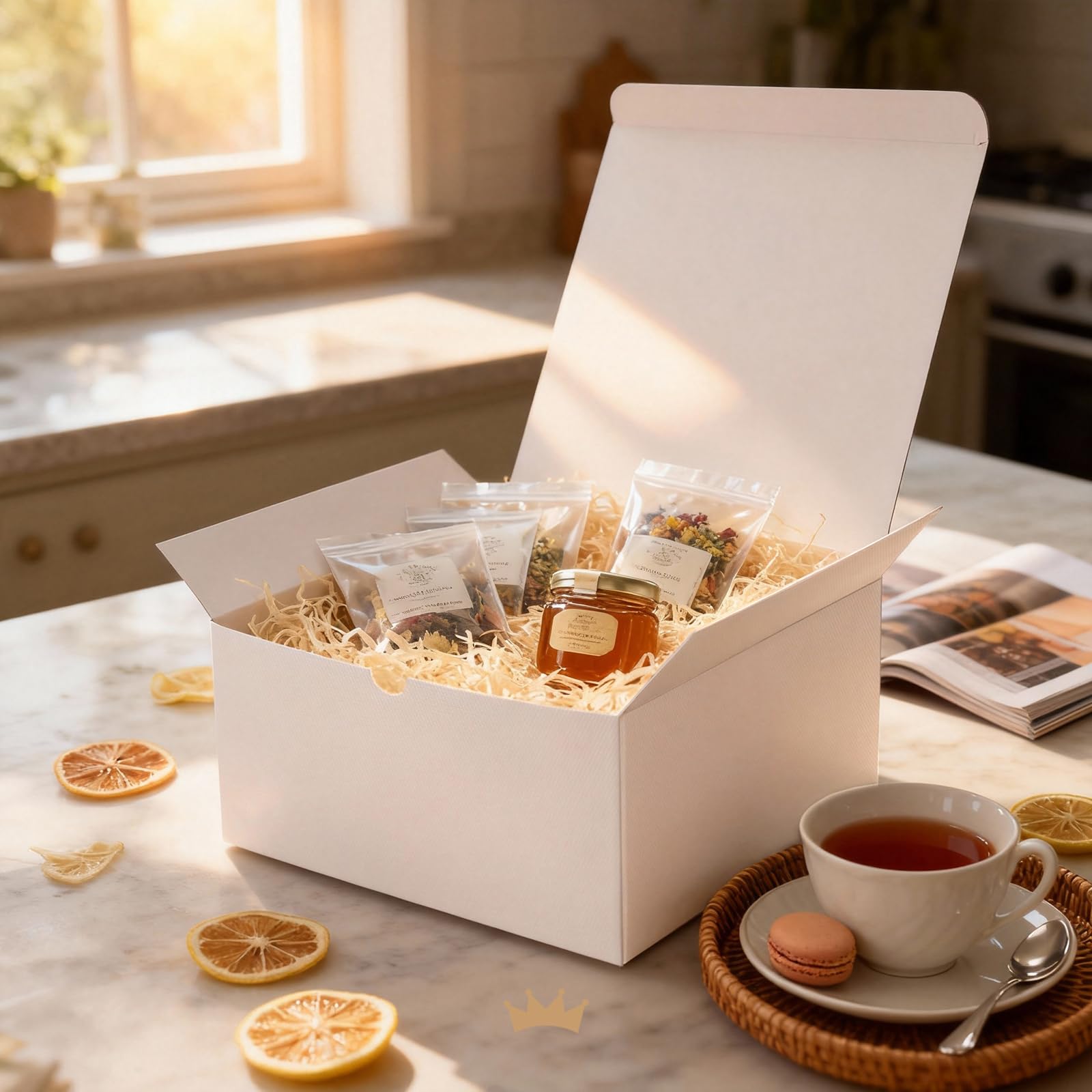 PACKQUEEN 10 Geschenkboxen 20.3x20.3x10.2 cm, Geschenkboxen mit Deckel, Boxen für Geschenke, Brautjungfer, Antragsboxen, weiße Geschenkboxen für leichte Geschenke, Basteln (glänzendes Weiß, Maserung)