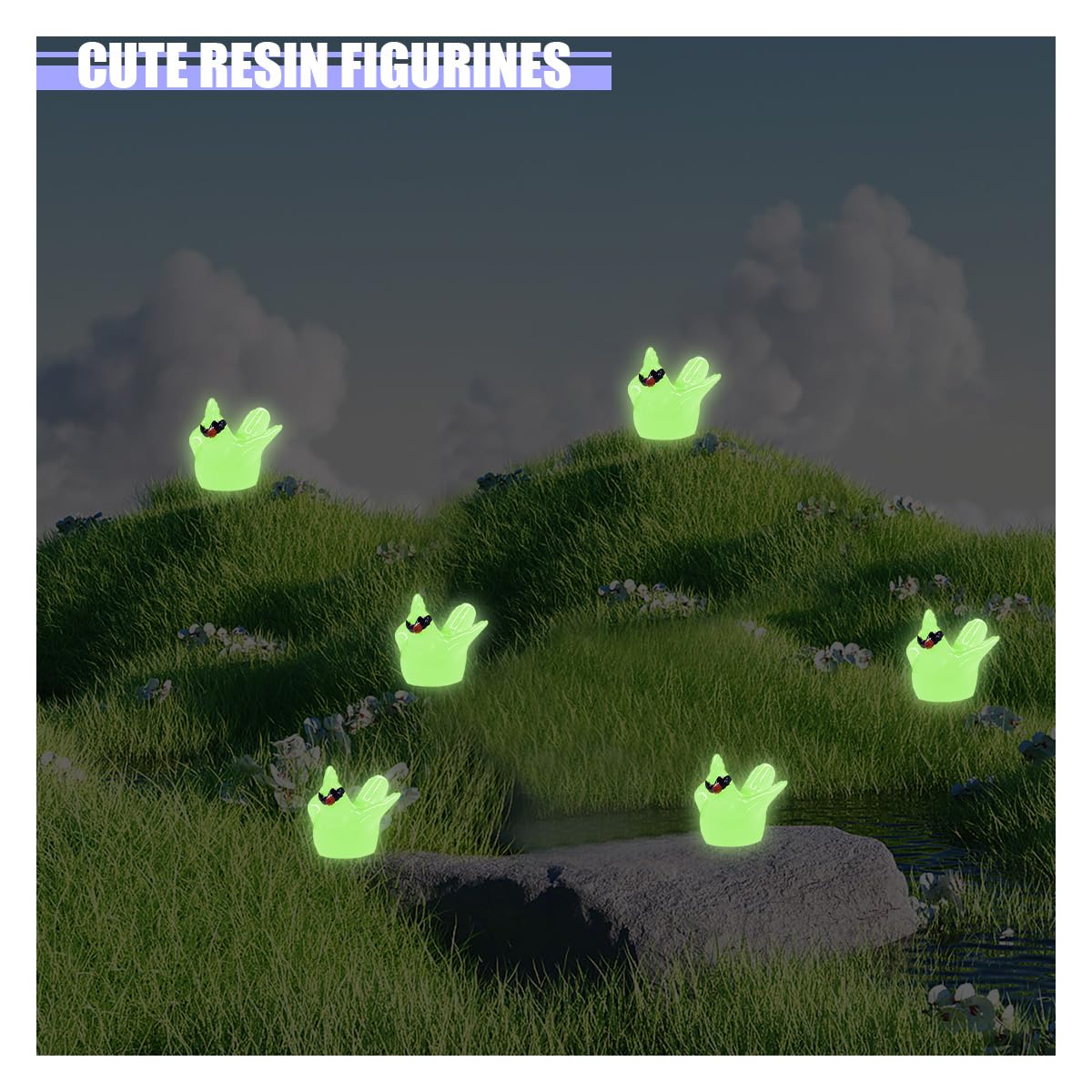 YoRise 6PCS Cute Luminous Hummingbird Car Dashboard Decorations Funny Rear View Mirror Accessories Mini Cartoon Animal Car Decorations — view 6