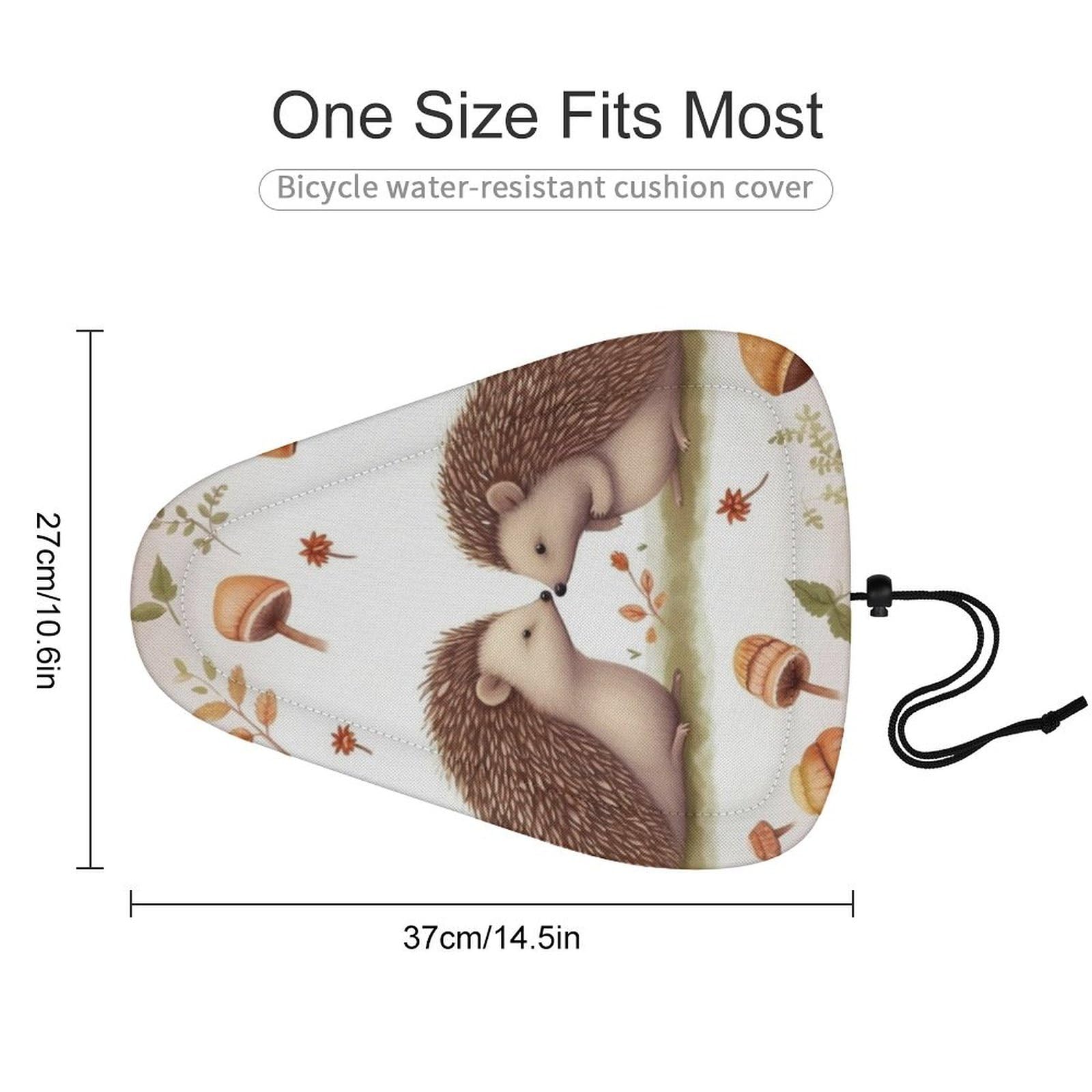 Nature Lovely Hedgehog Lovers Bike Seat Cover - Universal Fit, Water-Repellent Bicycle Seat Cushion Heat Reduction Oxford Cloth, Drawstring Cushion Cover for Mountain/Road/Cruiser Bikes