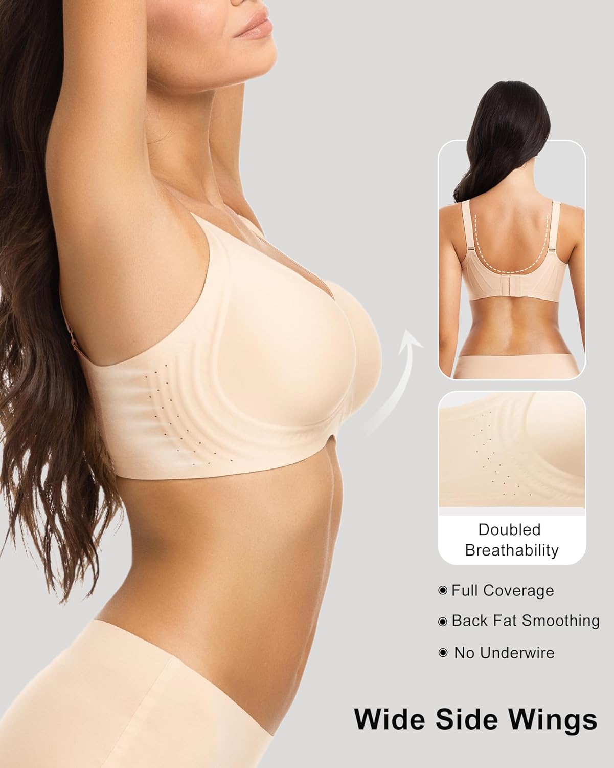 Jelly Wireless Push Up Bra 53 Vents Breathable Seamless Support for Women All Day Comfort Skin-Friendly Fabric - Image 3