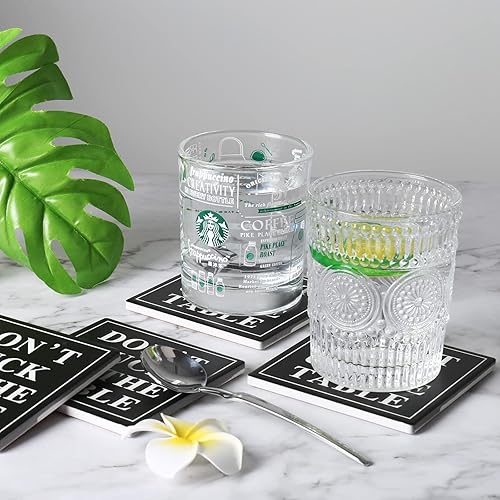 Miniatura 2 de wonlex Posavasos de cerámica absorbentes para bebidas, posavasos con parte trasera de corcho para familiares y amigos, paquete de 4 (cuadrado -