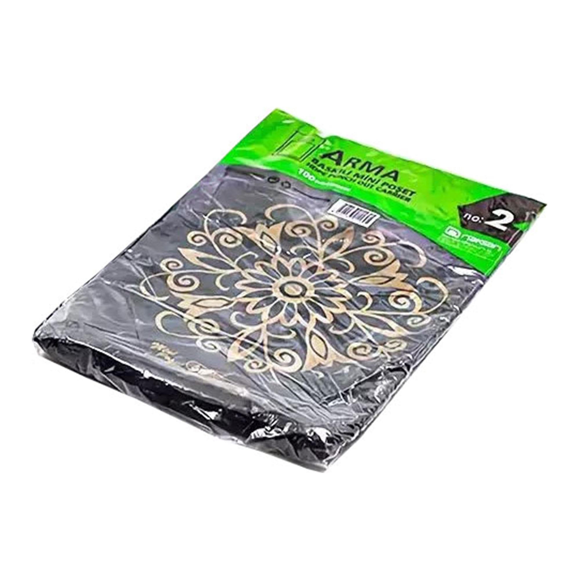 Arma Baskılı Mini Blok Poşet Torba - No : 2-25x37 Cm. - Siyah - 100 Adetlik 1 Paket