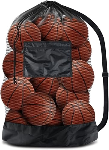 BROTOU Bolsa de malla extra grande, bolsa de fútbol con cordón para entrenador, uso para baloncesto, voleibol, béisbol, bolsa de equipo de malla con