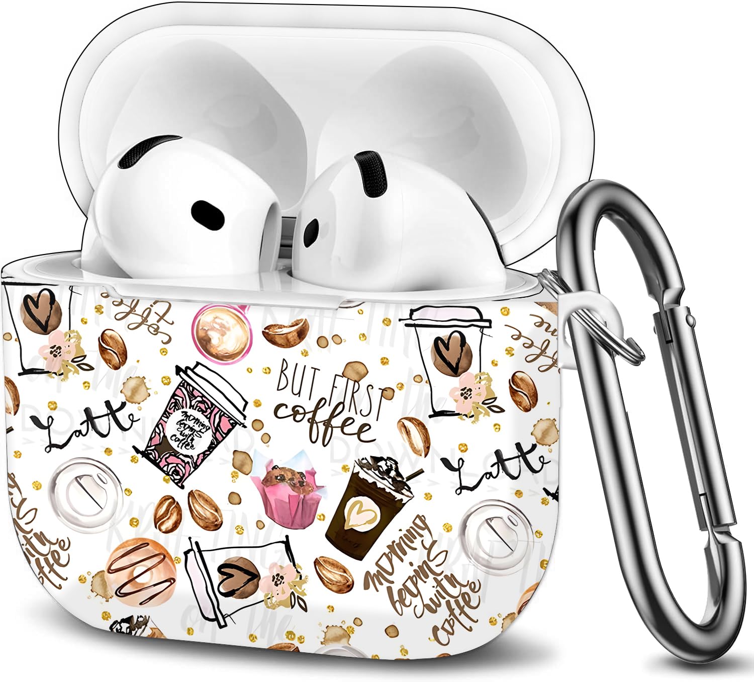 Case Compatible with AirPod 4th Generation 2024,Shockproof Protective Case Cover with Keychain for Women Men,Wireless Accessorie Charging Cases for