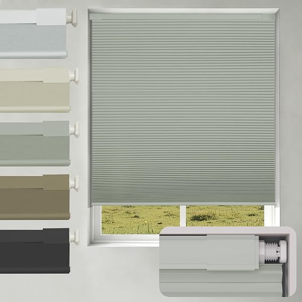 no Drill no Tools Blackout Cellular Shades,Cordless Blinds for Indoor…