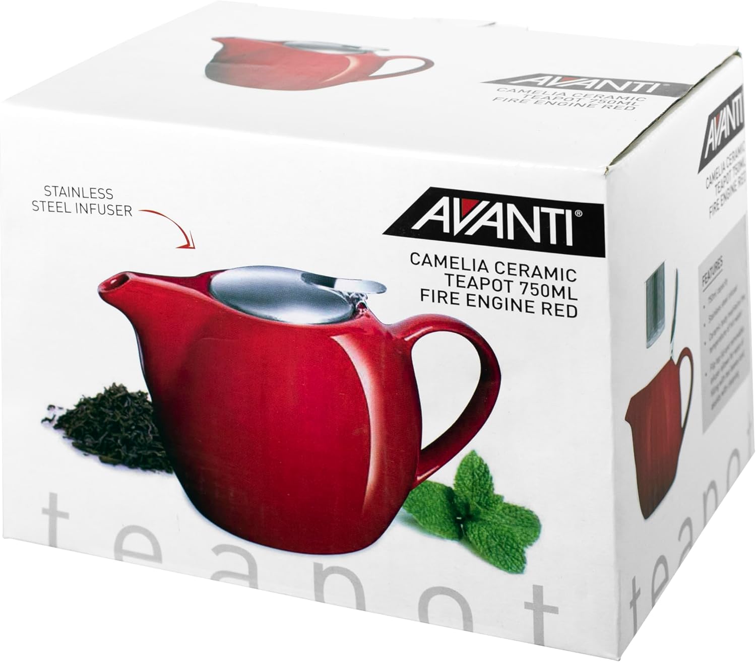 Camelia Ceramic Teapot 750ml Fire Engine Red