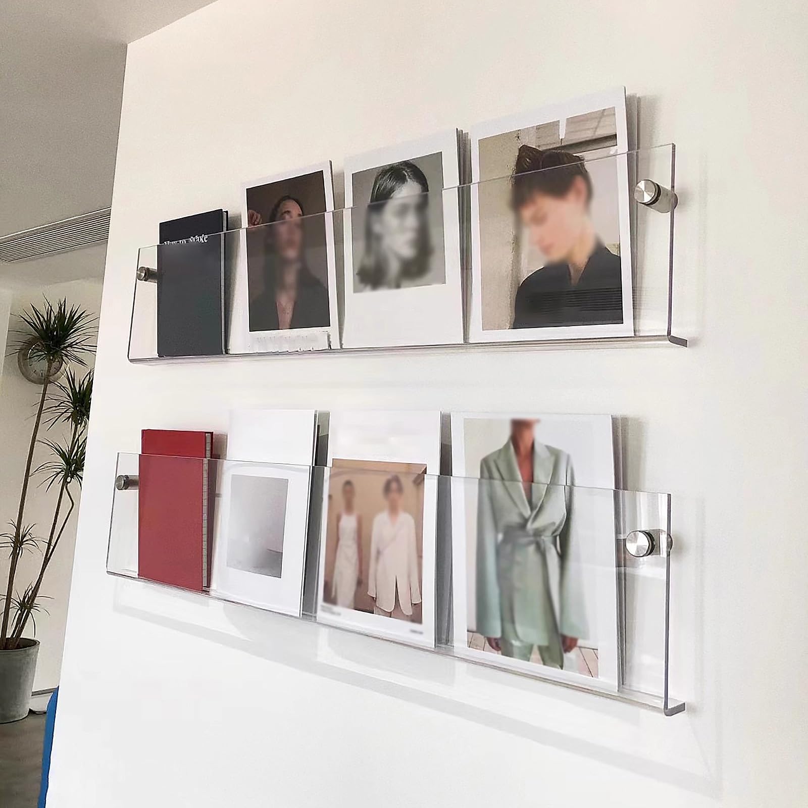 Naścienny akrylowy uchwyt na czasopisma, pływający regał na książki i broszura, 90 cm, do biura i salonu, stylowa ekspozycja literatury, oszczędność miejsca