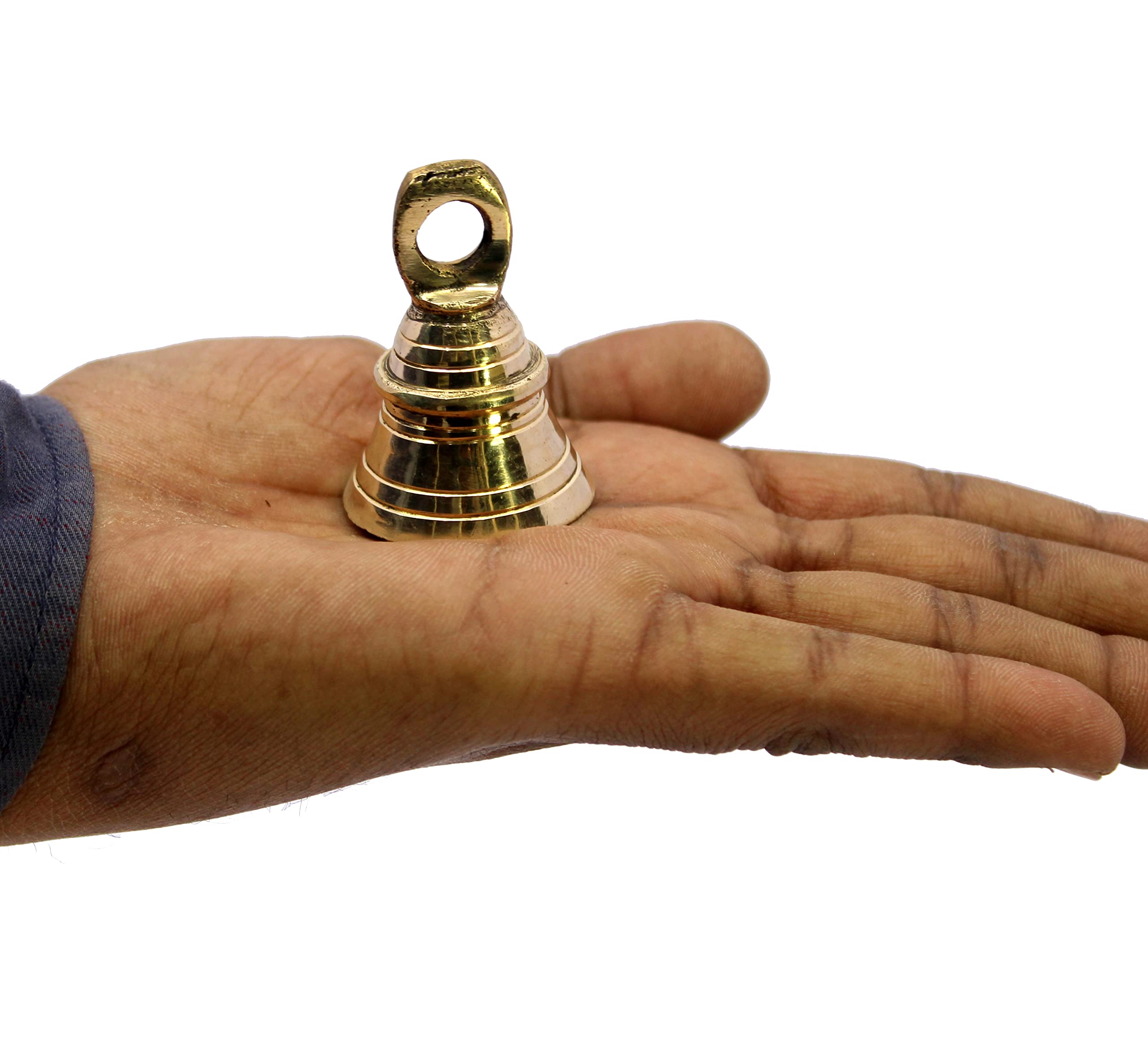 eSplanade Pooja Mandir e campane decorative in ottone, confezione da 10, 5 cm, oro e bronzo
