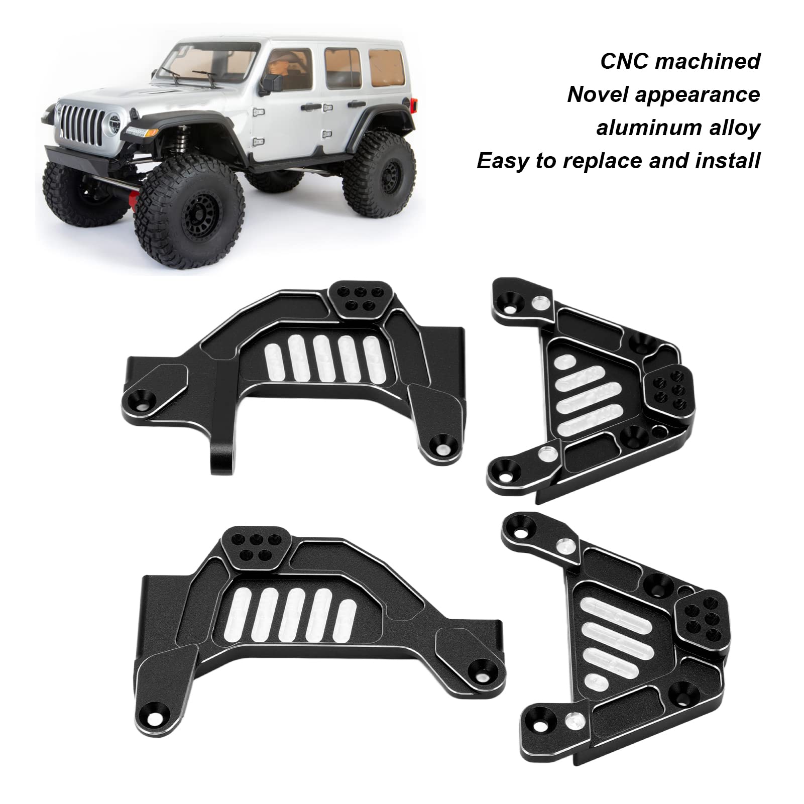 Wieże Amortyzatorów ze Stopu Aluminium CNC Wymienne Obręcze Amortyzatorów dla Axial 1/6 SCX6, Podwozie Samochodu RC Akcesoria do Ochrony Ciała (BLACK)