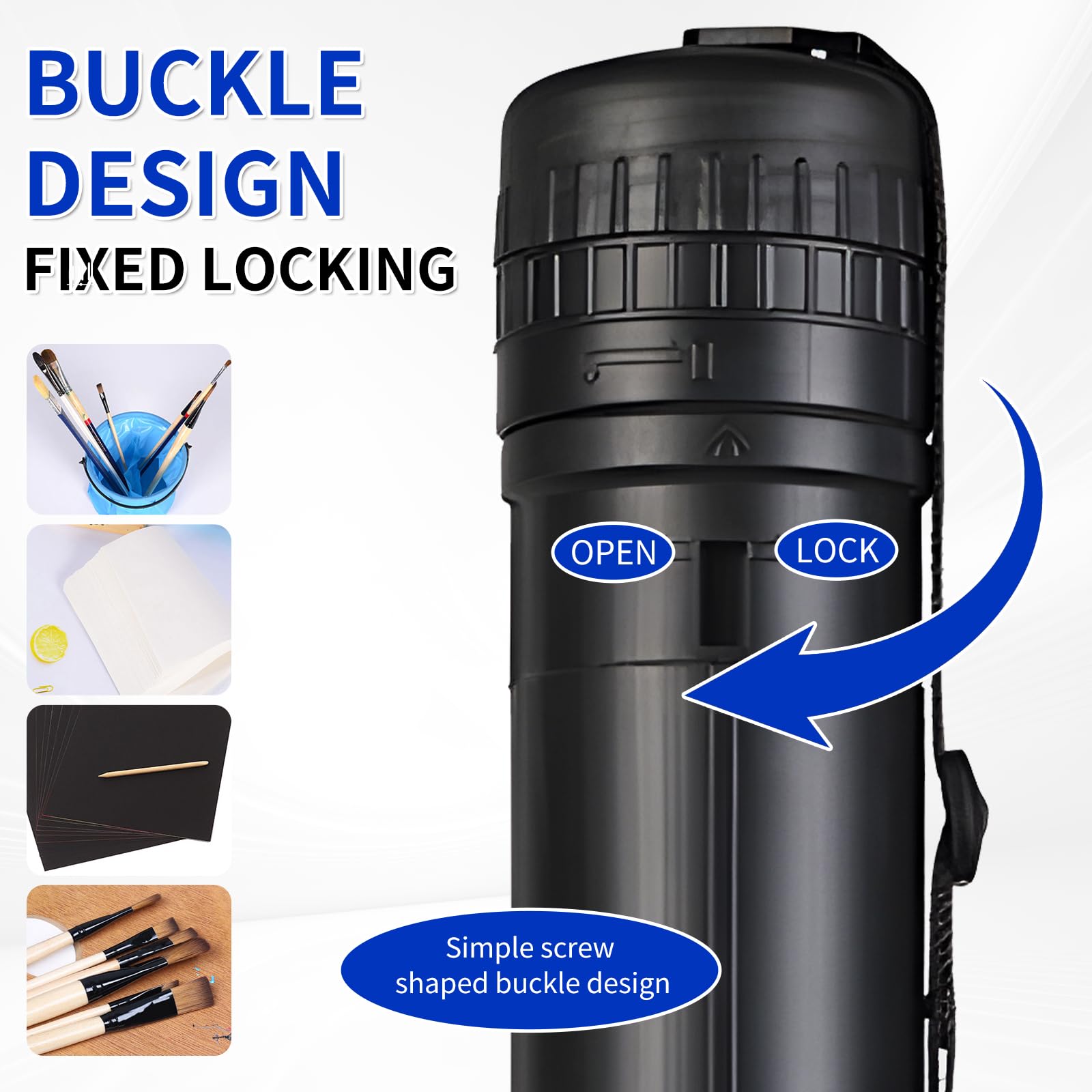 3 Piece Drawing Tube Blueprint Case, Length Adjustable 17.3‘ - 29.7’, Poster Tube with Shoulder StrapRetractable Art Plastic TubeBlack Storage Tube, Waterproof and Lightproof