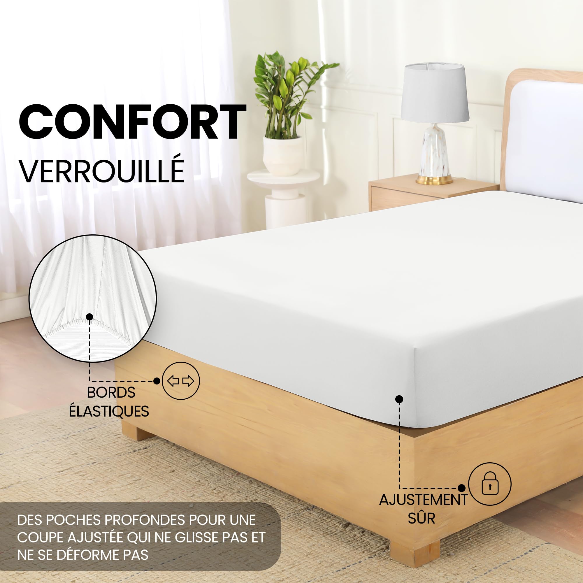 Utopia Bedding Drap Housse - Blanc, 160 x 200 cm - Certifié Oeko-Tex - Bonnets 35 cm pour Matelas Épais - Polyester Microfibre brossée - 5