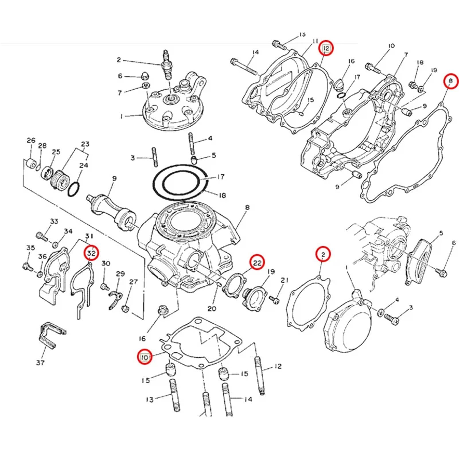 Zestaw uszczelek do pokrywy cylindra silnika motocyklowego, skrzyni korbowej, sprzęgła, rozrusznika i generatora, pasujący do Yamahy YZ250 1997-1998(A)