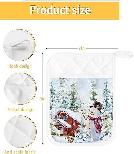 Miniatura 10 de Contemporary Geometry 2Pcs Pot Holders for Kitchen,Non Slip & Heat Insulation Terry Cloth Potholder Set with Pocket,Thick Hot Pad Oven Mitts Trivet