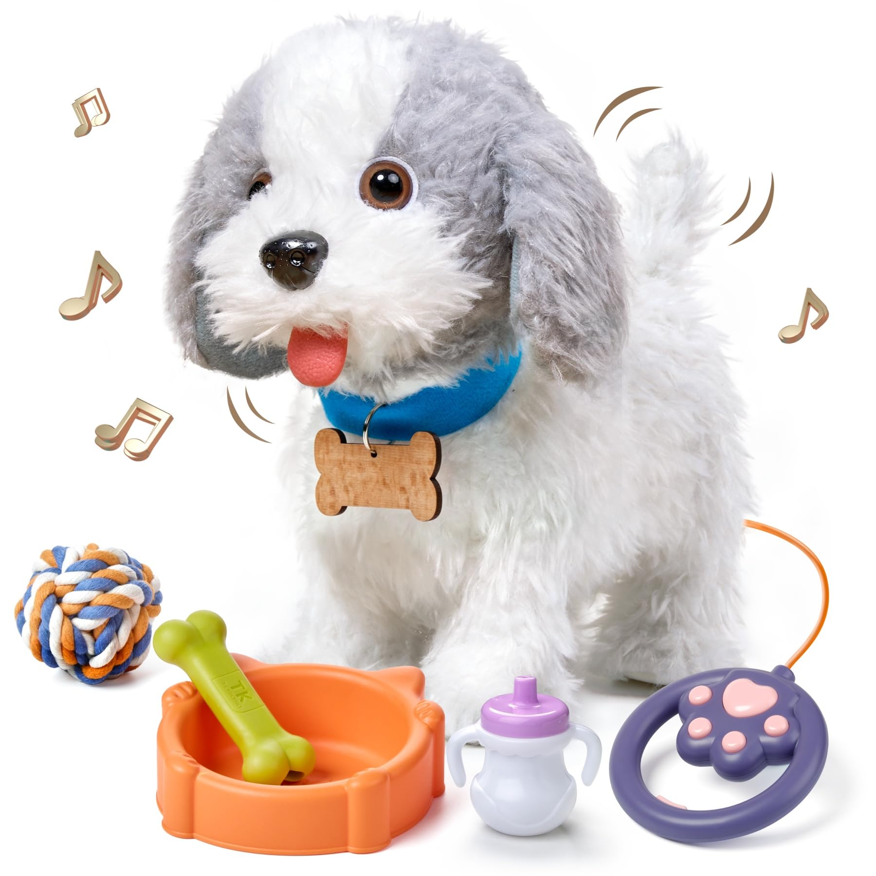 OR OR TU Chien Jouet Enfant Peluche Qui Marche et aboie en Laisse Lèche, Chien Robot Animaux Interactifs Jouet pour Enfants 3 4 5 6+ Ans Filles Garçons Cadeau