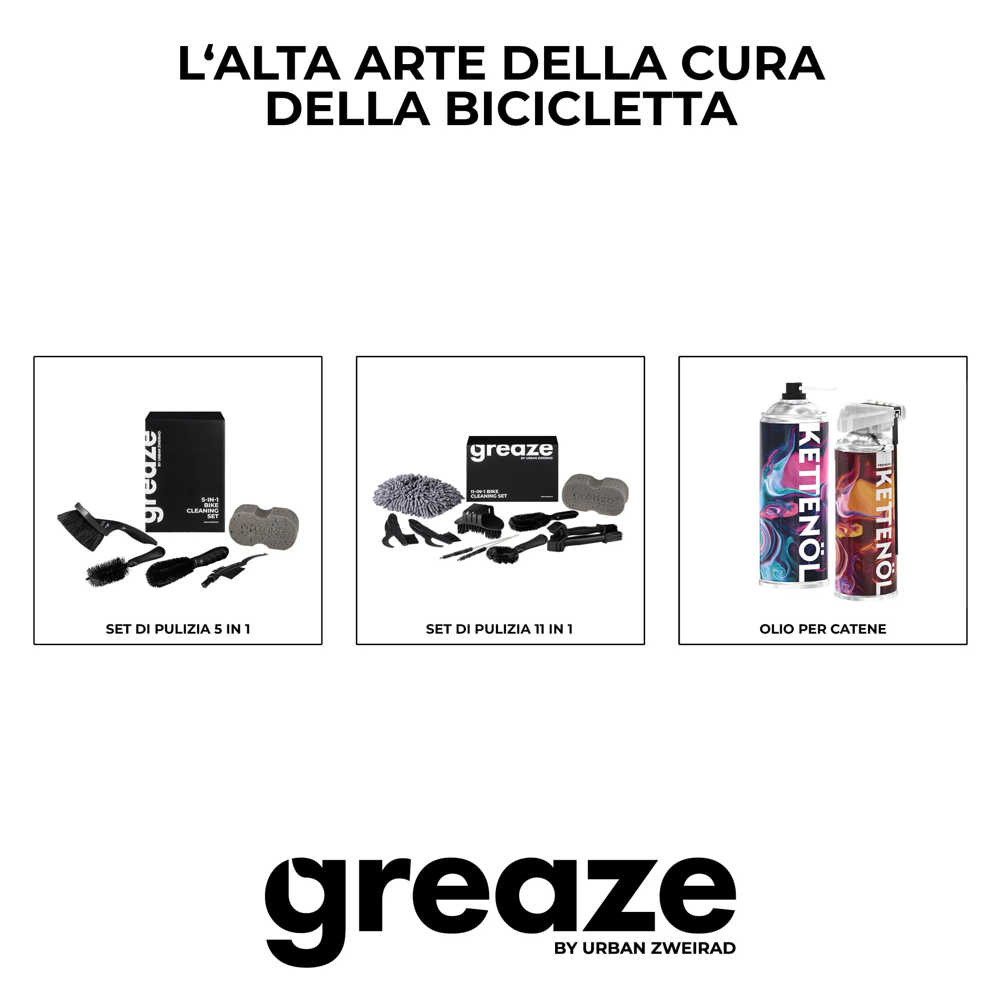 greaze Set pulisci catena bici - Set pulizia bici - Accessori bici spazzola per catena + spazzola per la pulizia catena della bicicletta - spazzola per pignone - Kit pulizia bici (set da 11 pezzi)