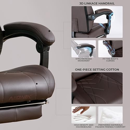 Miniatura 7 de Silla de juegos con reposapiés y soporte lumbar de masaje, silla ergonómica para videojuegos, sillas de videojuegos de oficina con altura y respaldo