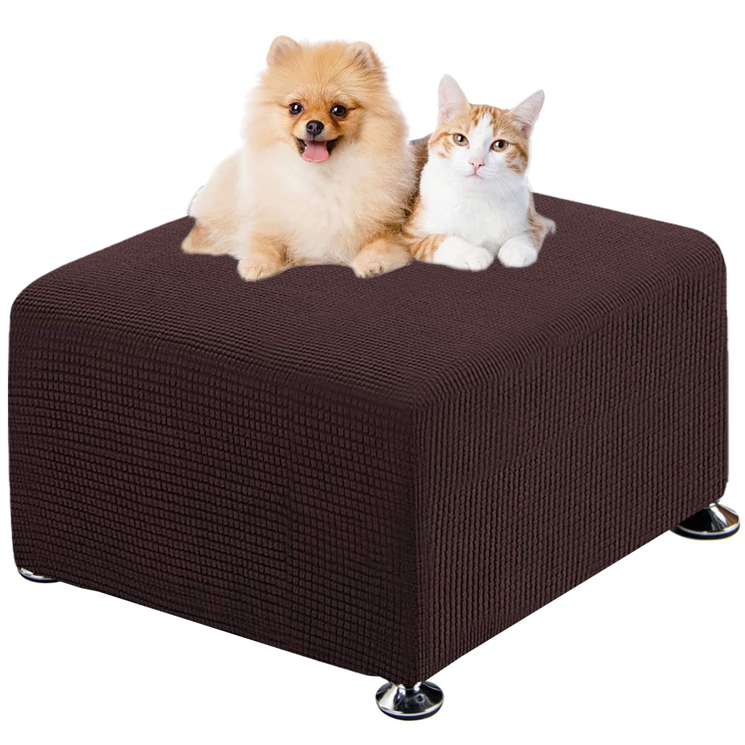 ELYSYSRL Ottoman Covers Slipcover, Ottoman Cover Rectangle, Ottoman Protector Cover for Foot Stool Footrest Furniture Stretch Spandex Fabric (Color : #4, Size : 45x45cm/18x18in)