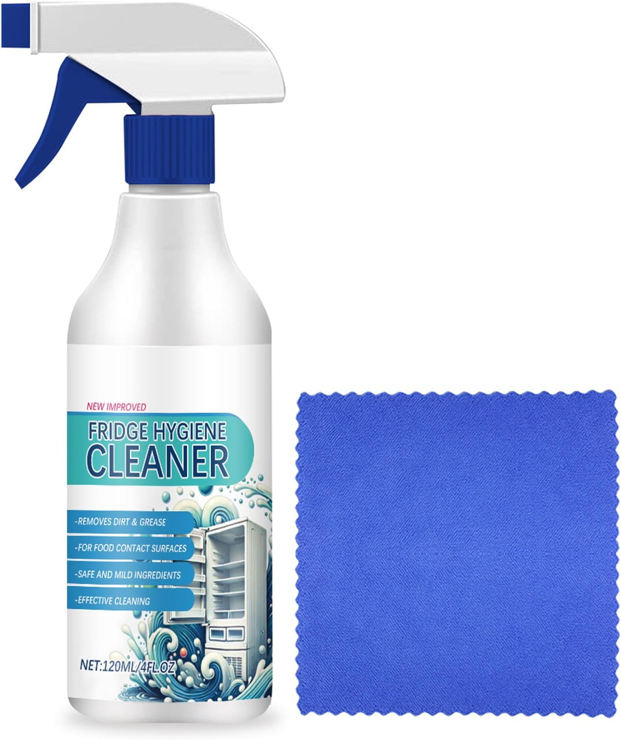 Refrigerator Cleaner, Stain and Grime Remover, Deep Clean and Descaling Spray, Odor Eliminator for Fridges, Household Refrigerator Cleaning Spray, Freshening and Deodorizing Fridge Cleaner