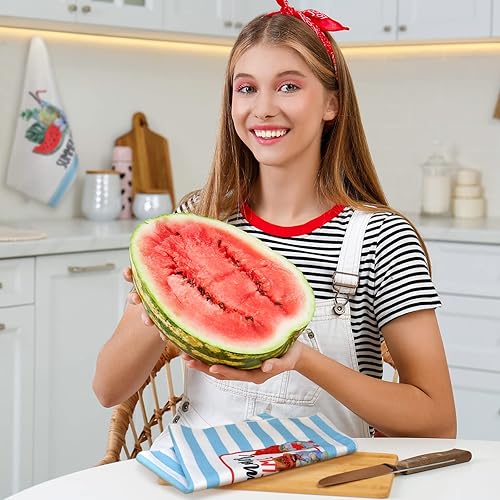 Miniatura 6 de Kajaia 4 toallas de cocina de girasol, gnomo, paño de mano con diseño de flores, abeja, limón, sol, té, toalla absorbente a cuadros para vacaciones