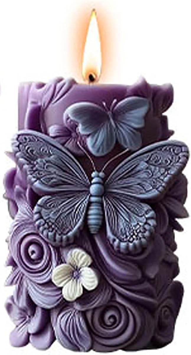 Moldes cilíndricos de flores de mariposa, molde de vela en espiral ondulado de silicona, moldes de fundición de resina de silicona para suministros de artesanía de velas, resina y jabón