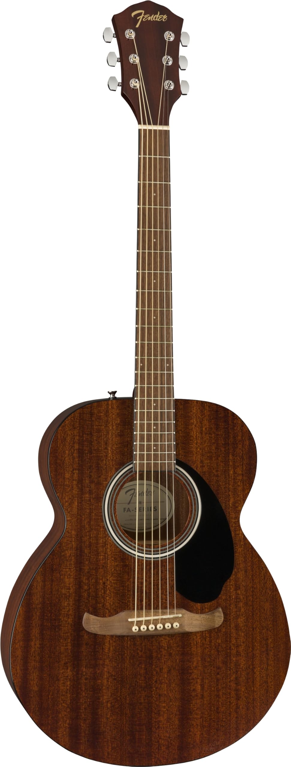 Fender FA-135 Konzert Akustikgitarre, Ganzmahagoni-Korpus, Walnuss-Griffbrett, Nato-Hals, Modernes 3+3 Kopfplatten-Design, Viking-Steg, Natur