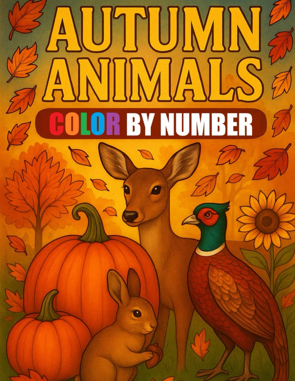 Autumn Animals Color By Number Coloring Book: Large Print Autumn Season Coloring Book For Adults, Seniors and Kids
