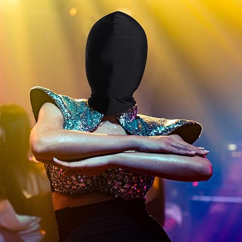 Miniatura 4 de Zentai - Máscara de capucha de cobertura completa de elastano, máscara de ojos abiertos y boca elástica transpirable para Halloween, cosplay,
