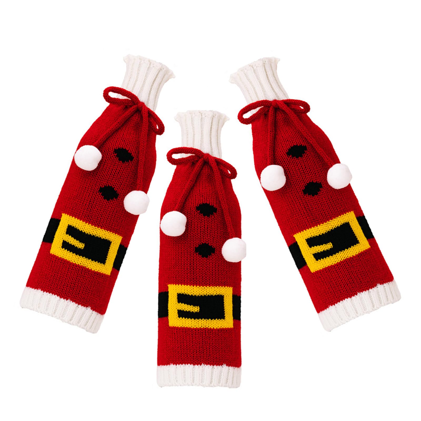 Hsioluted 3pcs Knits Snowflake Wine Bottle Covers Wine Bottle Dressings for Enhances Christmas Table Setting Decorations Knits Snowflake Sweaters