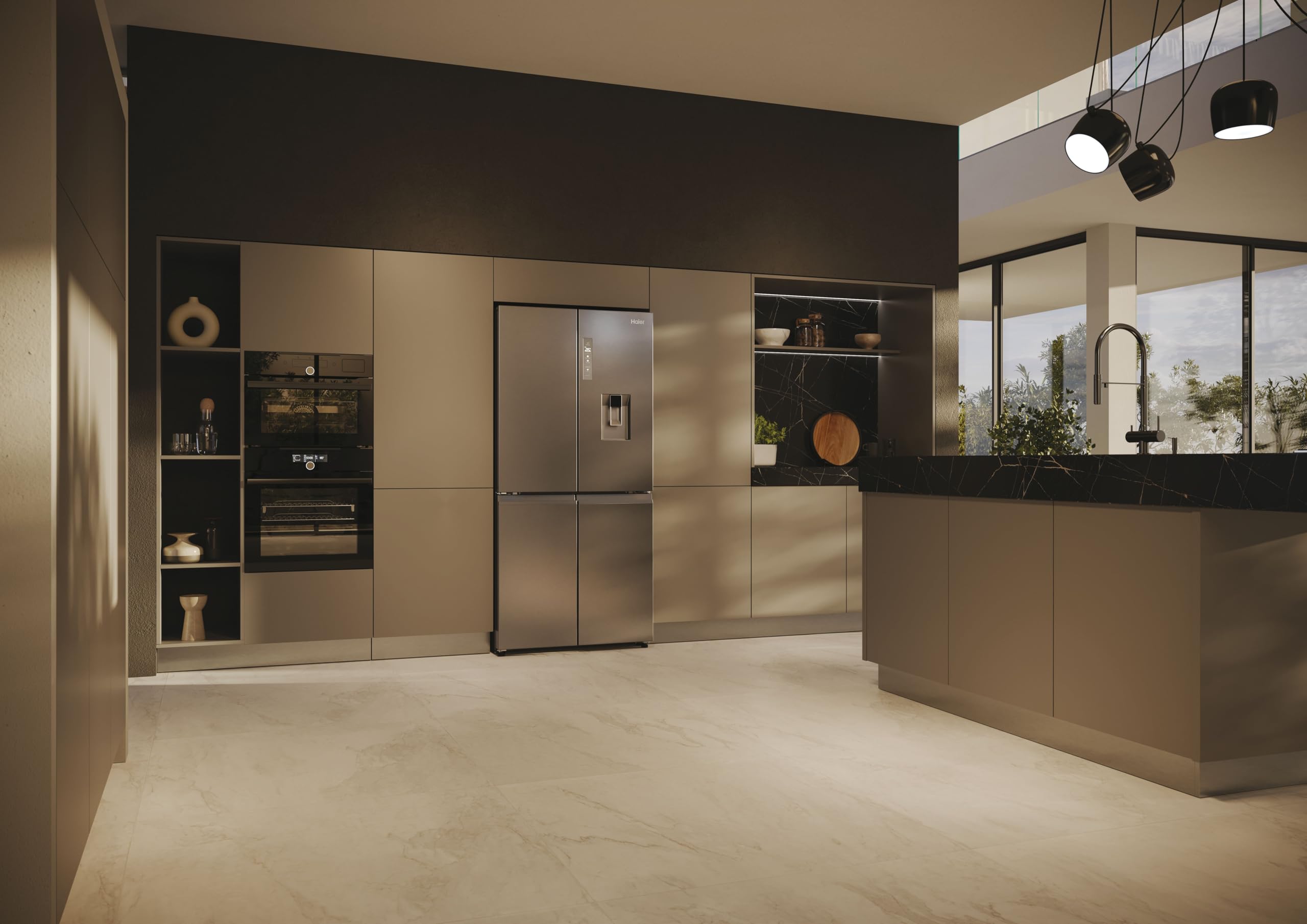 Haier CUBE 83 SERIE 5 HCW58F18EHMP Frigorifero Frigorifero/Total No Frost/Smart Hon-App/Dispenser Acqua & Macchina per cubetti di ghiaccio/ABT Pro/HumidityZone/MySwitchZone/Acciaio inossidabile
