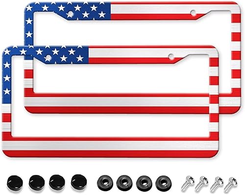 Marcos de matrícula de bandera estadounidense, 2 agujeros, marco patriótico para placa de matrícula, soporte de metal de aluminio para automóvil,