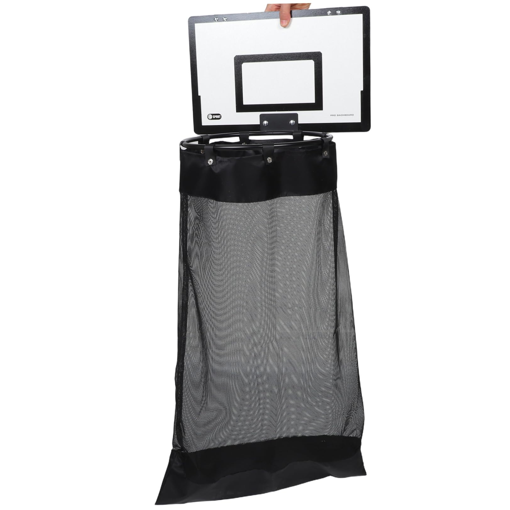 Wäschekorb für Tür Basketballkorb Türhänger Schwarz mit Holz