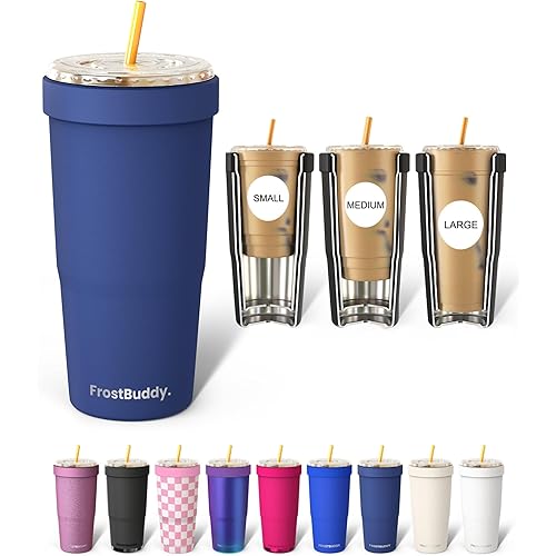 Frost Buddy Togo Buddy | 30 oz Stainless Steel Vacuum Insulated Tumbler | To Go Coffee Cup – Iced Coffee Cups, Iced Coffee Sleeve, Travel Mug, Thermal Cup for Hot & Cold Drinks, Dunkin Cup (Navy)
