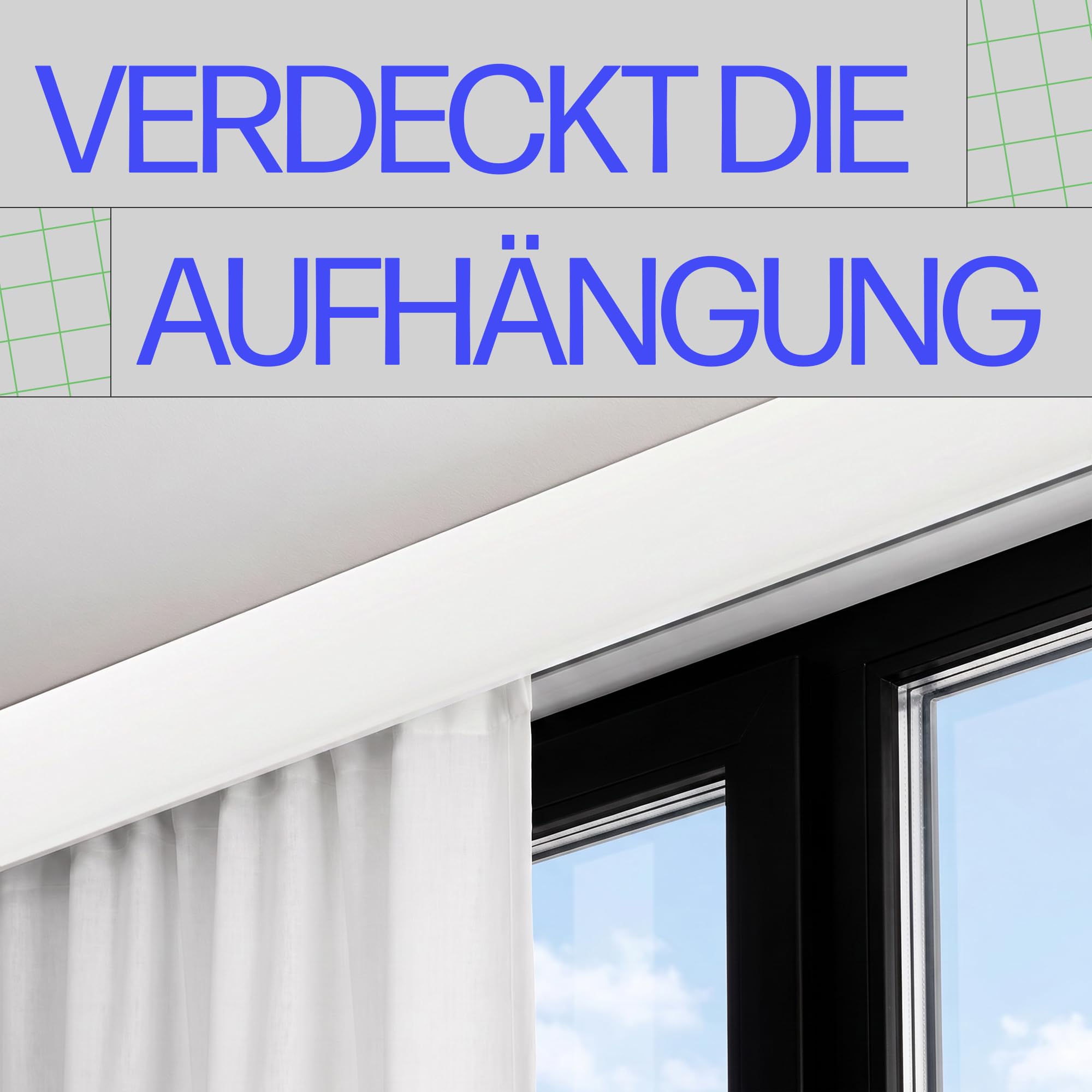 Bestlivings Blende für Gardinenschiene Weiß 10m Kunststoffblende | Robust & flexibel, 5cm hoch, kürzbar, einfach aufschieben und fixieren, passend für alle Bestlivings Innenlaufschienen
