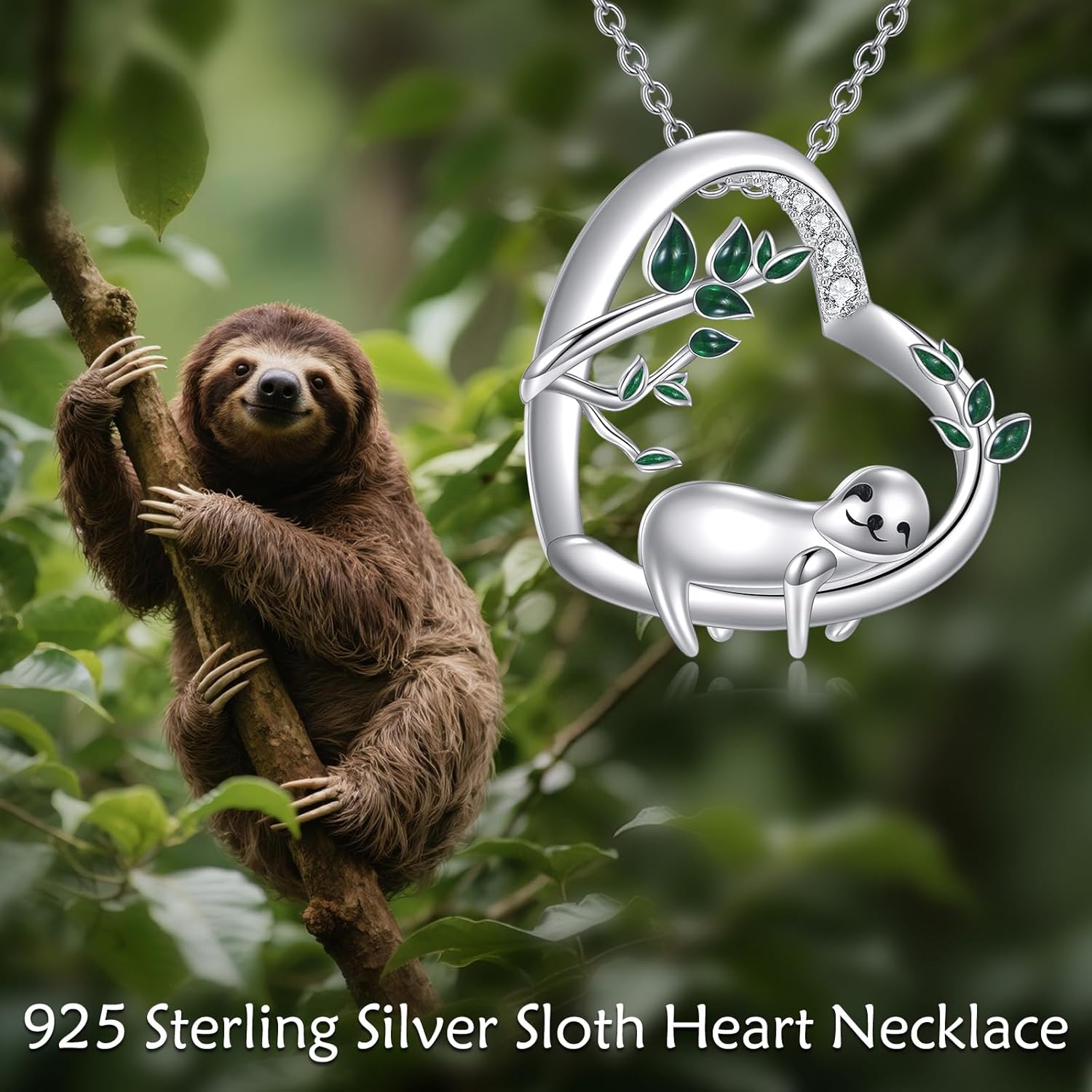 VONALA Sloth Necklace Sterling Silver Heart Sloth Pendants Jewelry Gifts for Women - Image 4