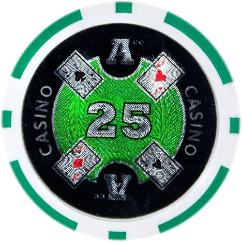 Vista 11 de Brybelly Ace Casino Poker Chip - Compuesto de arcilla pesada de 0.49 oz, paquete de 50 Rojo ($5 Red)