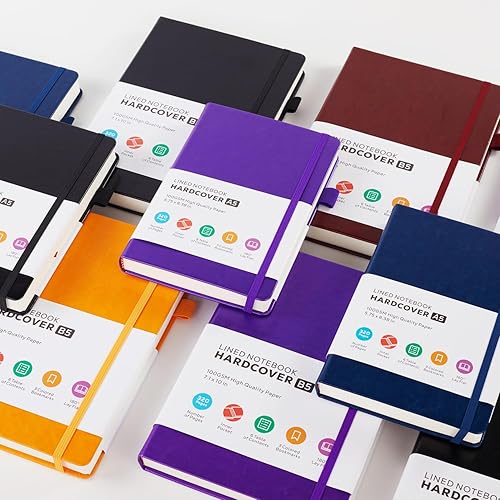 Miniatura 7 de Cuaderno con forro de cuero, diario de tapa dura de 320 páginas para escribir notas, tomar notas, mujeres y hombres, B5 (7.1 x 10 pulgadas), diario