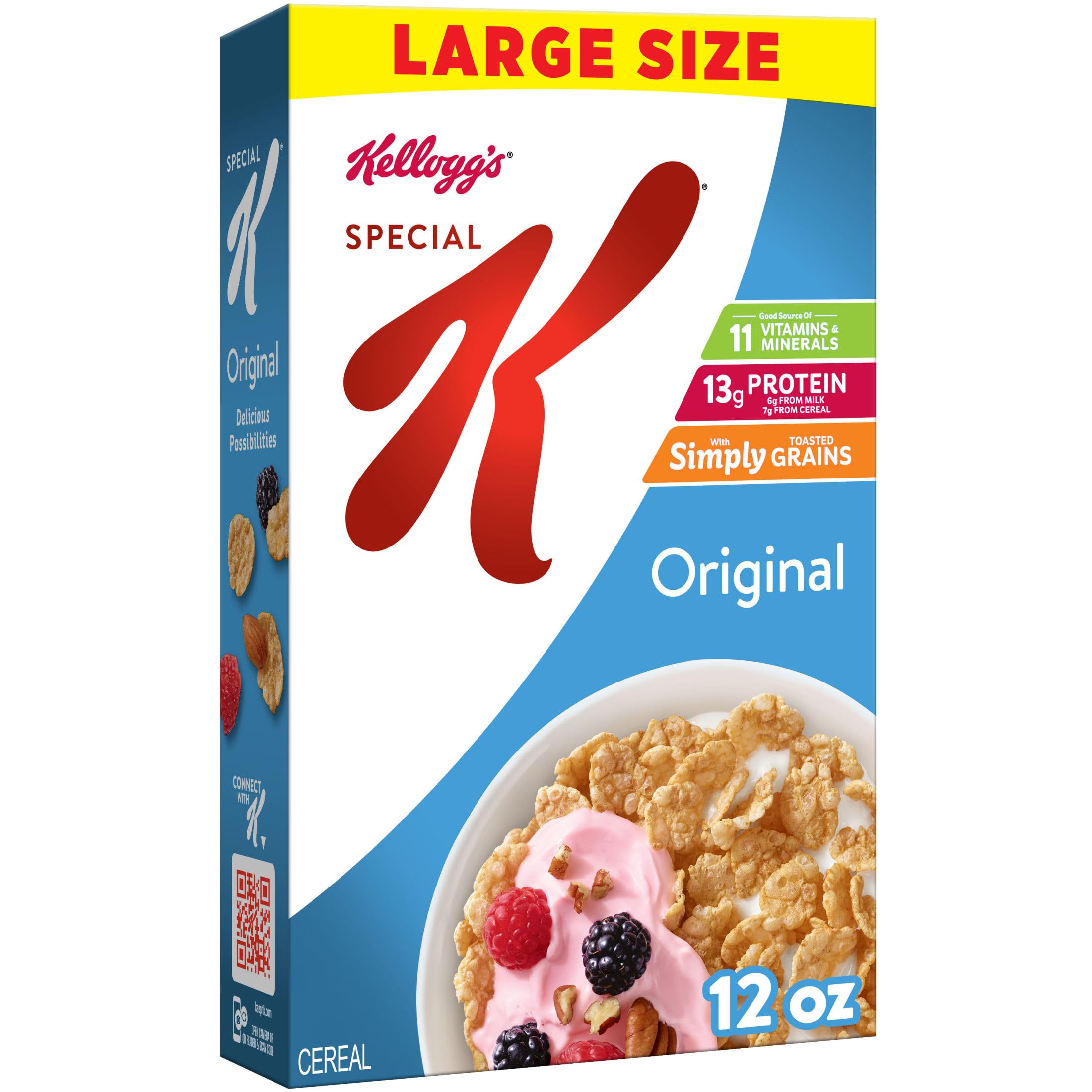 Kellogg's Special K Breakfast Cereal, Family Breakfast, Fiber Cereal, Large Size, Original, 12oz Box (1 Box)