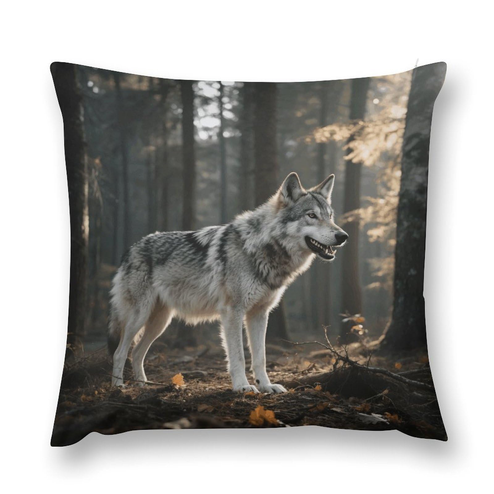 VstaDank Wolf Throw Pillow Cover with Hidden Zipper Farmhouse Couch Pillow Cover Cozy Soft Short Plush Cushion Case Fashion Square Decorative Pillow Cover for Living Room