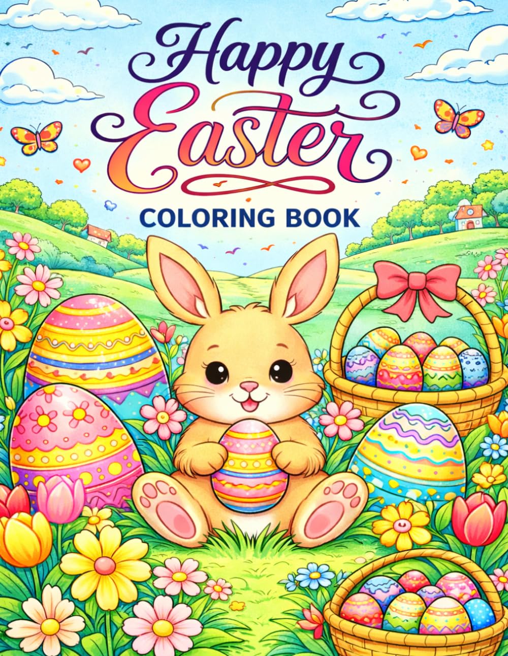 Happy Easter Coloring Book: Easy Coloring Pages, Mazes & Activities for Toddlers and Kids Ages 3–8