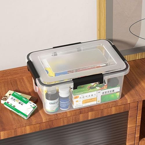 Miniatura 6 de Paquete de 6 contenedores de almacenamiento de plástico WeatherPro de 12 cuartos de galón con tapas, caja de juntas apilable con sello hermético