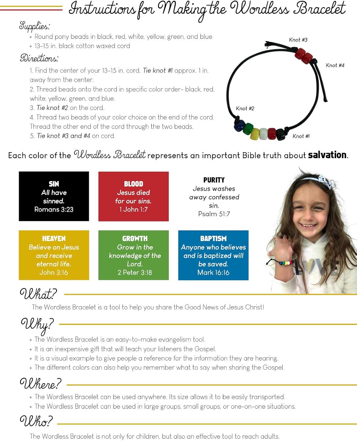 5,400 PCS Wordless Bracelet Kit- Black, White, Red, Green, Yellow, Blue Plastic Beads-6 Pack- 9mm Opaque 900 Count Each- 100 Yards Waxed Cotton Thread Cord