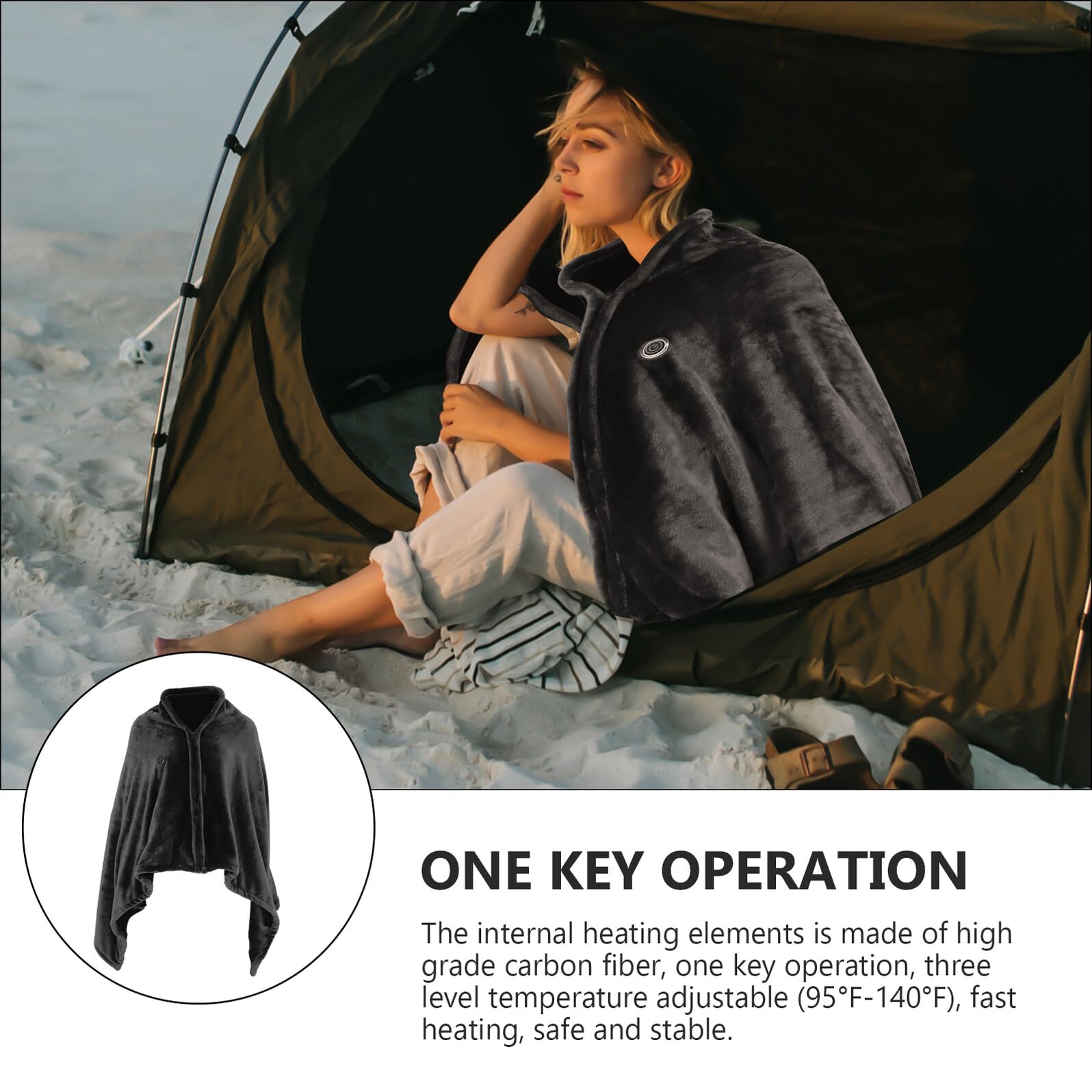 Toyvian Elektrische Decke Mit USB-ladefunktion Korallenvliesmaterial Für Schlafzimmer Und Camping Beheizbar Mit Sicherheitsschutz Tragbar Und Komfortabel