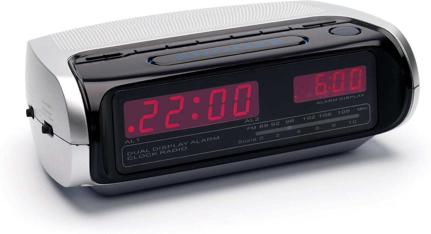 Lenco Clock - Radio (Reloj, Analógica, Negro, Plata, 195 x 152 x 68 mm