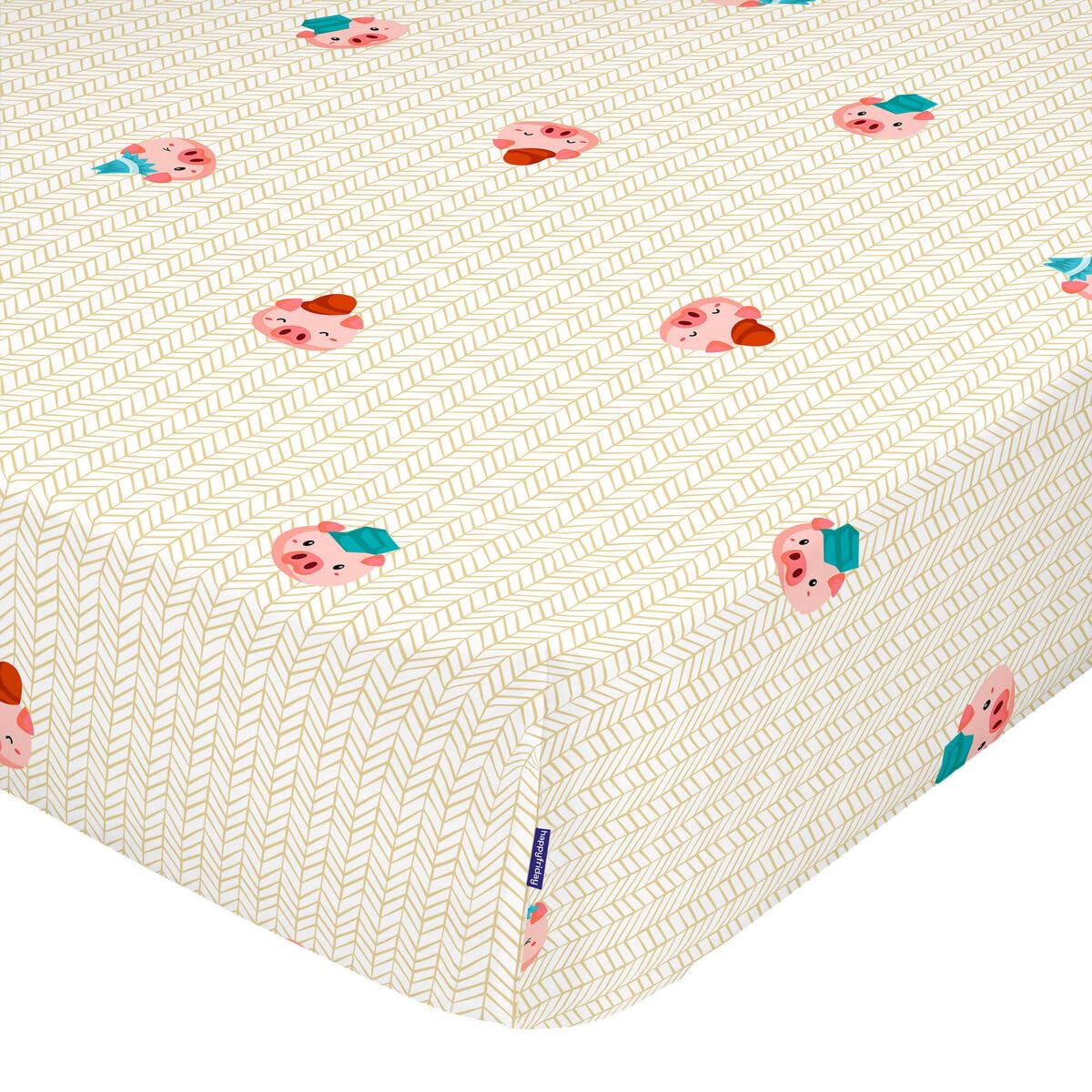 HappyFriday Fitted sheet MR Fox Multicolor 90 x 200 x 32 cm