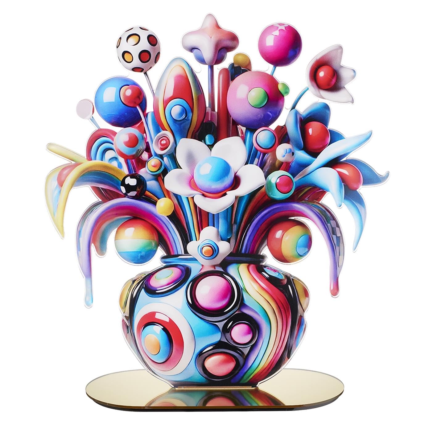 LINEE Recanati - LOLLY POP Scultura Soprammobile Centrotavola Decorativo a Forma di Vaso in PMMA – Oggetto d’Arredo Pop Floreale per Casa e Ufficio – 36×13×42 cm circa – Made in Italy(DUE)