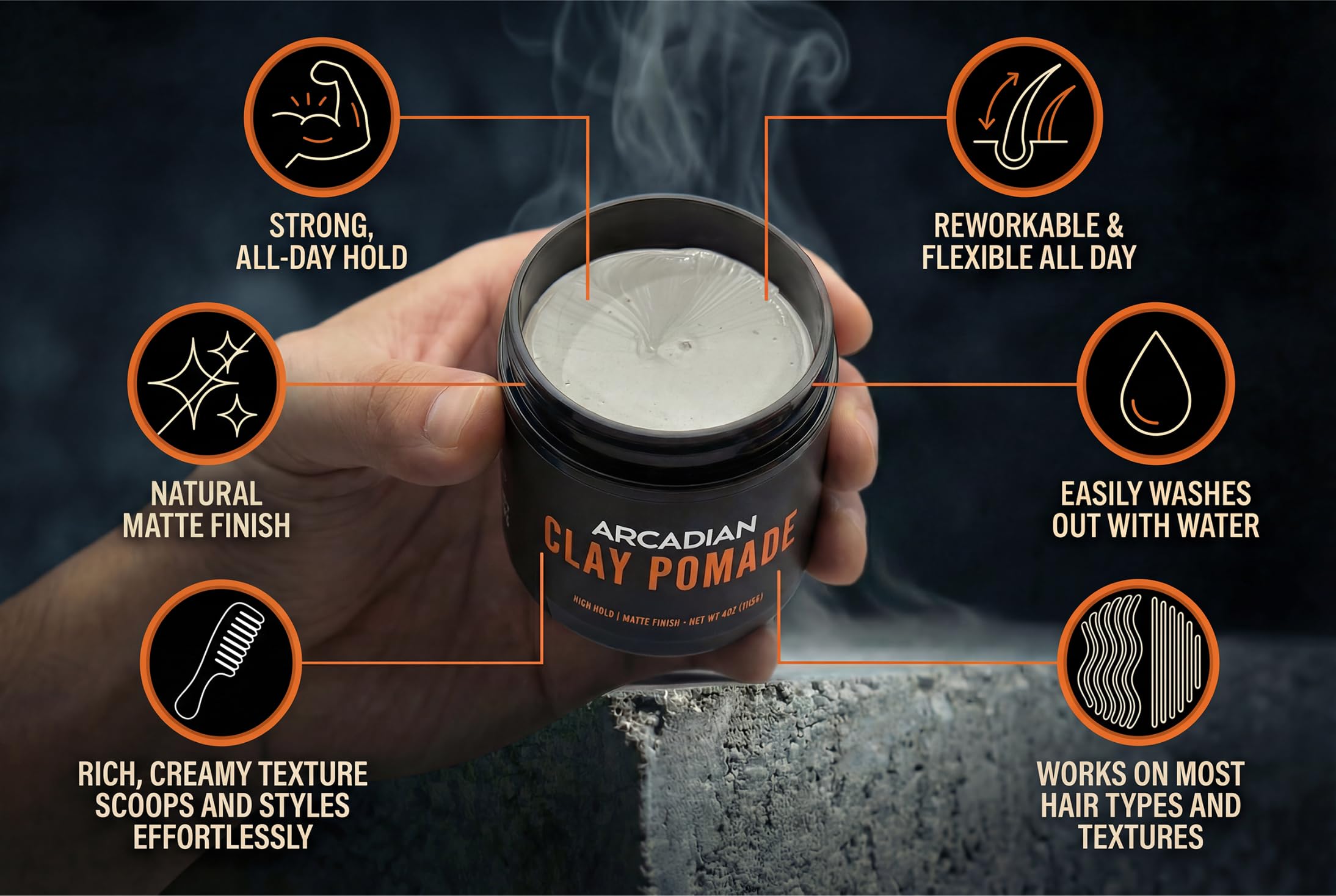 カーネリアン　フラーレン・ヘキサゴンマット Amazon.com: Arcadian Grooming Clay Pomade for Men – Vegan Matte