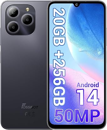 FOSSIBOT S2 Cell Phone Unlocked, 6.72 FHD+ Display, 208+12GB+256GB /1TB TF,5000mAh Battery, 50MP+16MP Camera, Android 14 Smartphone NFC, 4G, 3 Card Slots, Face& Fingerprint Unlock, GPS Black