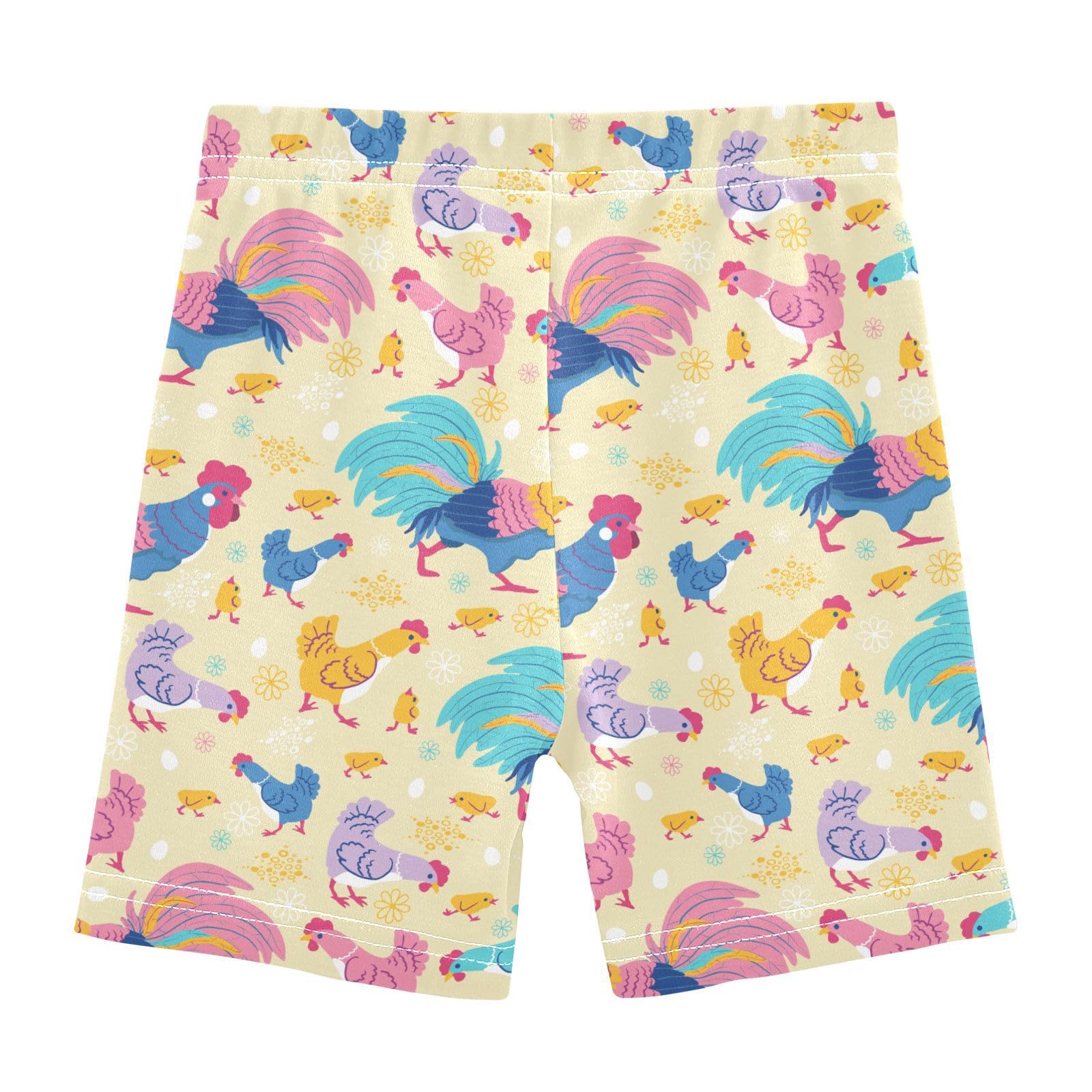 JHKKU Girls Rooster Hen Chick Shorts Cotton Cartwheel Bike Kids Biker Under Dress Dance Short Girl Clothes 8Y