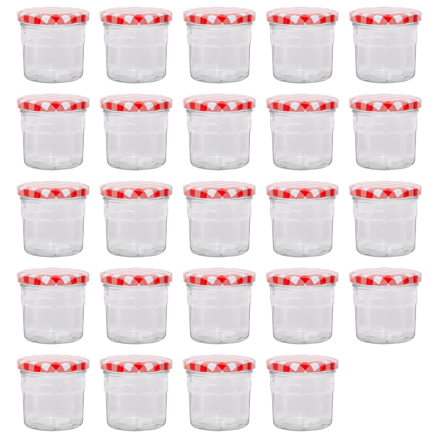 Argon Tableware - Glass Jam Jars - 130ml - Pack of 24 - Red
